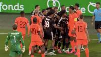 Virgil van Dijk goes wild at referee as Germany score highly controversial goal while Holland star is down injured