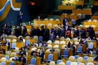 At UN, Netanyahu defends Israel as delegates storm out
