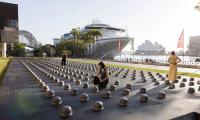 ‘It is not a political joke’: Ai Weiwei unveils 500 cast-iron combat helmets in Sydney