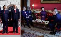 Trump and Melania host Xi for tea at the White House... as president is hit by brutal question