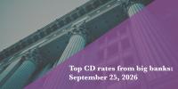 Top CD rates from major banks on Sept. 25, 2026: Chase CDs, Bank of America CDs, Citibank CDs, and more