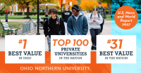 Ohio Northern University named one of the nation’s top 100 private universities in U.S. News & World Report’s rankings