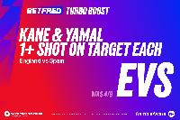 England vs Spain: Get Kane and Yamal 1+ shot on target each at Evens with Betfred