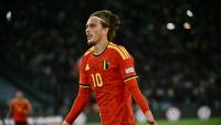 Pictures: Mika Godts scores Belgium’s first goal in magnificent fashion and Van Bommel