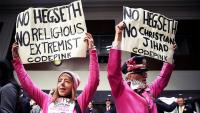 Code Pink protester crashes 'climate week' event, screaming 'silence is complicity'