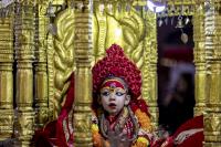 Nepal's Newly Anointed Living Goddess Kumari Embarks On First City Tour