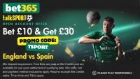 bet365 bonus code: Get £30 ahead of England vs Spain with code TSPORT