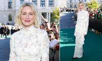Naomi Watts is the epitome of chic in a white lace co-ord as she wins the Golden Eye Award for new film The Housewife at the Zurich Film Festival