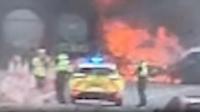 Crash sparks fireball as two cars burst into flames with A9 closed in both directions