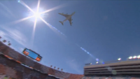 Donald Trump flies scarily close to Tennessee Stadium as fans making feelings clear