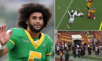 No.1 NFL prospect rushed to hospital in an ambulance after sickening tackle left him lying motionless on the field