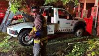 Woman trapped under tow truck in front of Northeast DC home A woman was hospitalized after she was trapped underneath a tow truck that stopped in the front yard of a Northeast, D.C., home on Saturday, according to D.C. F