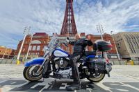 I'm riding a Harley Davidson motorcycle from Blackpool Tower to Budapest to raise money for Leukaemia UK