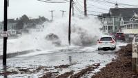 Watch: Large waves crash along Maine coast, swamp vehicles, as nor'easter passes