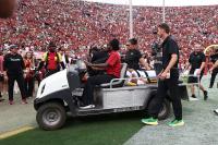 Dante Moore leaves Oregon-USC game in an ambulance, evaluated at local hospital