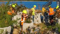 Concrete 'lunker logs' added to create fish shelters in Lake Marburg 