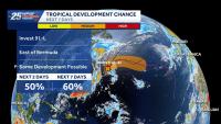 National Hurricane Center tracks low-pressure system east of Bermuda