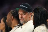 Josh Duhamel Sporting A Bismarck's Carson Wentz Vikings Jersey