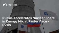 Russia Accelerates Nuclear Share in Energy Mix at Faster Pace - Putin
