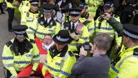 Pensioner, aged 94, among 150 arrested as pro-Palestine protests hit Labour conference and Miliband is confronted