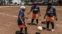Africa in pictures: Elderly Kenyan women enjoy football in Kibera