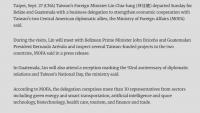 Taiwan Foreign Minister Arrives in Belize for Official Visit
