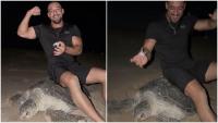 Ukrainian couple sits on sea turtle's back to record reel, video sparks outrage