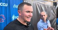 Boise State coach Spencer Danielson talks after 32-7 win against Western Michigan