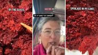 Alaska woman opens a container of fresh Red Velvet cake. Then something dangerous appears between the layers: ‘It’s not hair in your cake’