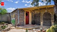 In 1964, an Arizona couple began building a carport with discarded bottles; years later, the project had grown into a 2,700-sq-ft home made with thousands of bottles and listed for $432,500