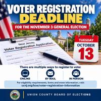 Voter Registration Deadline for the November 3 General Election is Tuesday, October 13