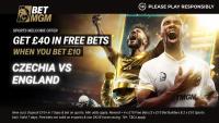 BetMGM bonus code: Grab £40 in free bets ahead of Czechia vs England