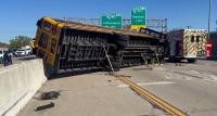 Van search underway after crash with school bus and Indiana police truck injures 14