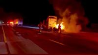 Tractor-trailer fire blocks traffic on Florida’s Turnpike in Palm City