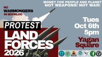 Anti-war activists prepare to protest Land Forces weapons expo