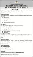 Ministry of Agriculture (Hydrometeorological Service) – Vacancy – Meteorologist, Agrometeorologist,Hydrologist, Engineer, Telecommunication Technician