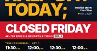 Saipan, Tinian PSS schools on half-day schedule Thursday, closed Friday