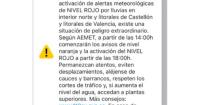 ES-Alert in Valencia due to the red alert for rains: Emergencies asks to avoid travel