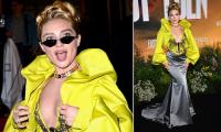 Florence Pugh commands attention in a dramatic plunging lime and grey gown as she leads the glamour at East Of Eden premiere in New York