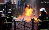 France school protests turn violent as headteacher is doused with petrol