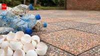 Scientists melted plastic bottles with eggshell waste to make paving tiles; the unusual mix was tested for strength