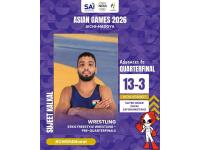 Asian Games: Sujeet Kalkal beats Afghanistan’s Sayed Omar Zazai to enter 65kg wrestling quarterfinals