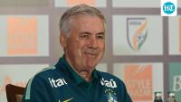 Ancelotti does a namaste as Brazil warm up for India match in Kolkata