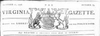 The Virginia Gazette – 250 years ago