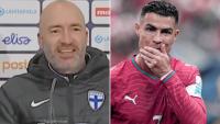 ‘I look like an idiot’ – Awkward moment Finland boss makes Cristiano Ronaldo joke to packed room… but nobody laughs