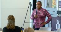Minnesota AG Keith Ellison campaigns in Winona