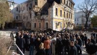 Russian drones strike Kyiv during visit by German Chancellor Merz