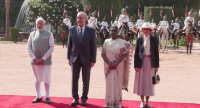 Swiss President Guy Parmelin receives ceremonial welcome at Rashtrapati Bhavan