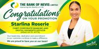 The Bank of Nevis Congratulates Starlina Roserie on Promotion to Chief Corporate Banking and Digital Payments Officer