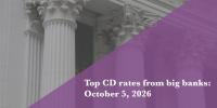 Top CD rates from major banks on October 5, 2026: Chase CDs, Bank of America CDs, Citibank CDs, and more